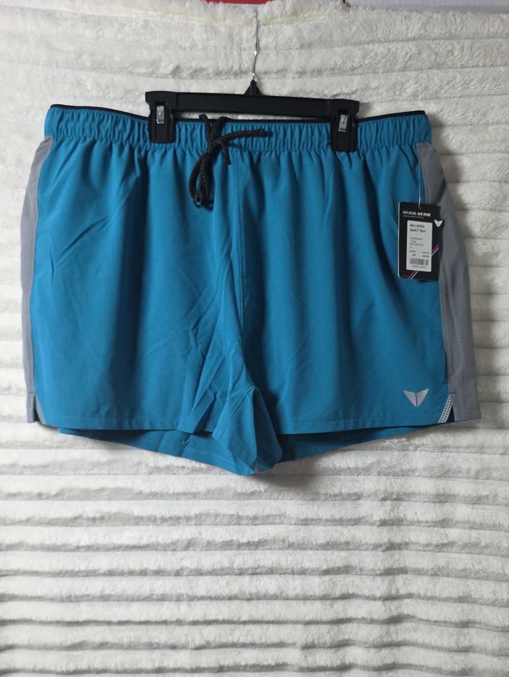 0531 Korsa‎ Men's Athletic Swim Shorts in Teal with Grey Panels; XL